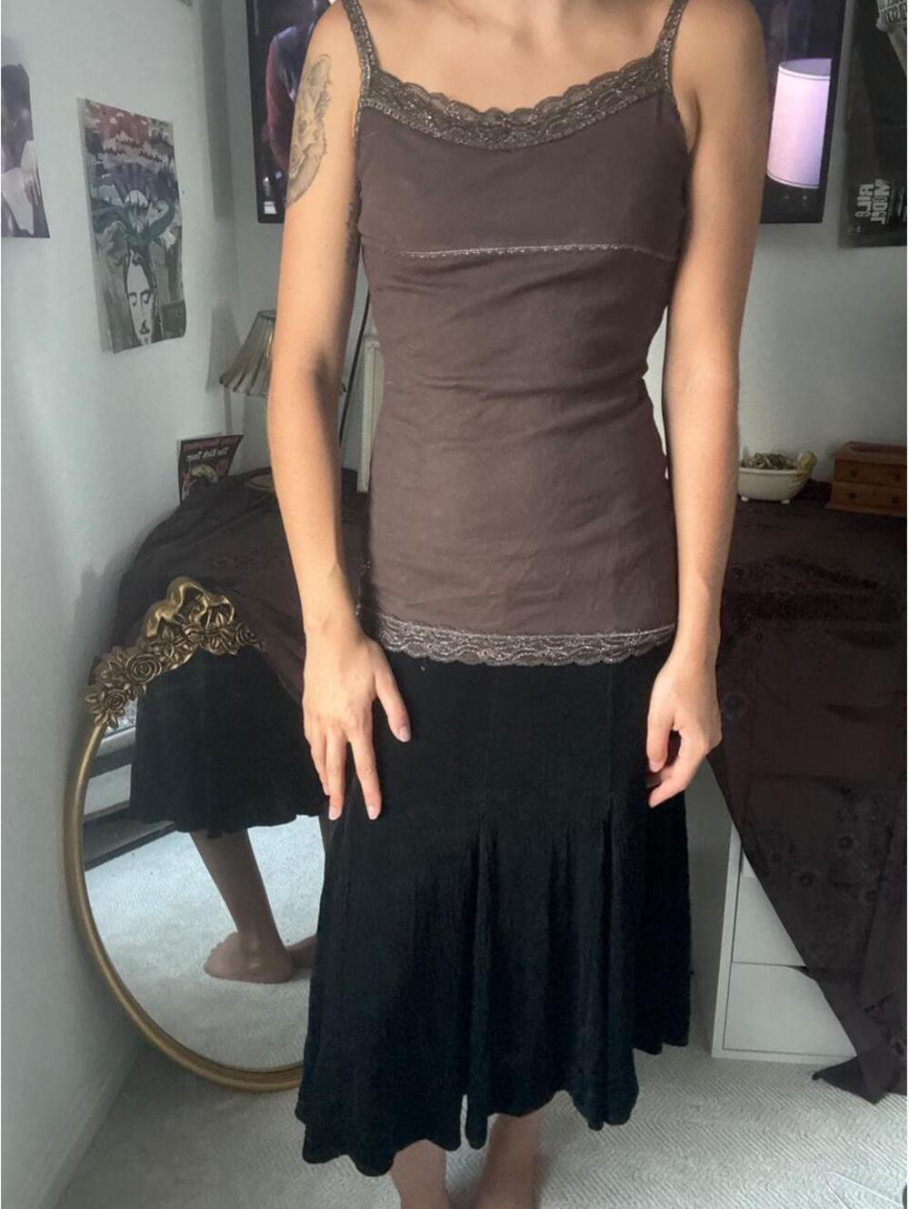 Justice Women's Brown and Black Vests-tanks-cami